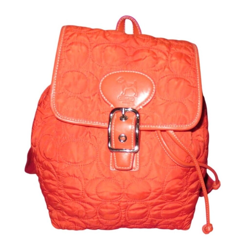 Coach 2004 Limited Edition Jack Russell Red Quilted Nylon & Leather Backpack